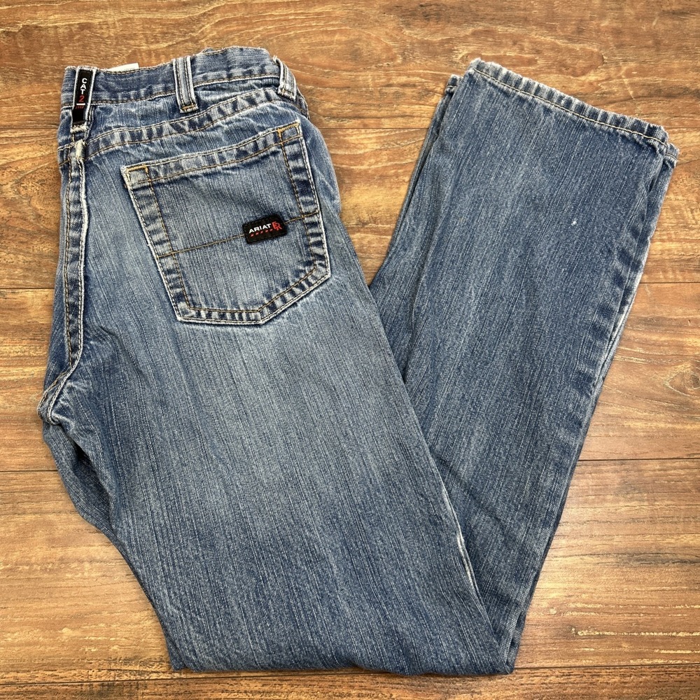 Ariat FR Jeans Mens 30x32.5 Blue M4 Cat 2 2112 Relaxed Boot Workwear Medium Wash